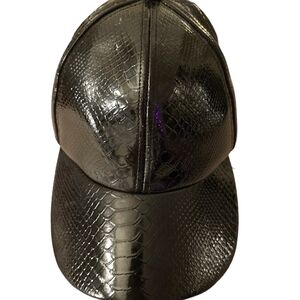 Faux leather baseball cap